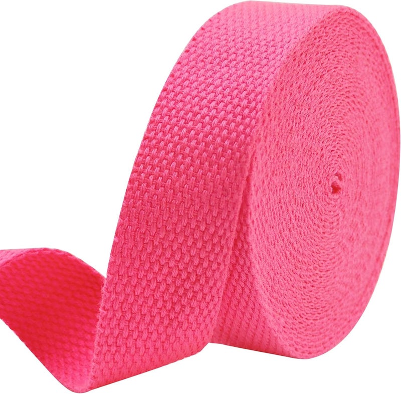 Evora 1 inch Cotton Webbing Braid Handles Bag Strap 15ft High Density Webbing Plain Weave Straps for Cloth Tote Bag, Pet Collars, DIY Projects, Crafts, Outdoor Accessories (Neon Rose 575) - Image 1